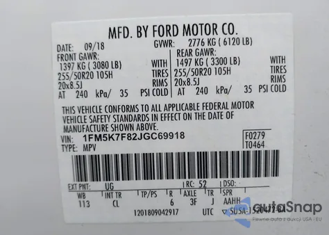 2018 Ford Explorer Limited z USA, uszkodzony, nr VIN 1FM5K7F82JGC69918